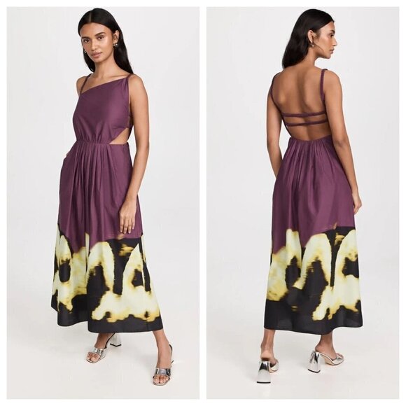 Jonathan Simkhai Collene Poplin Open Back Strappy Midi Dress Purple Size Medium - Picture 1 of 16
